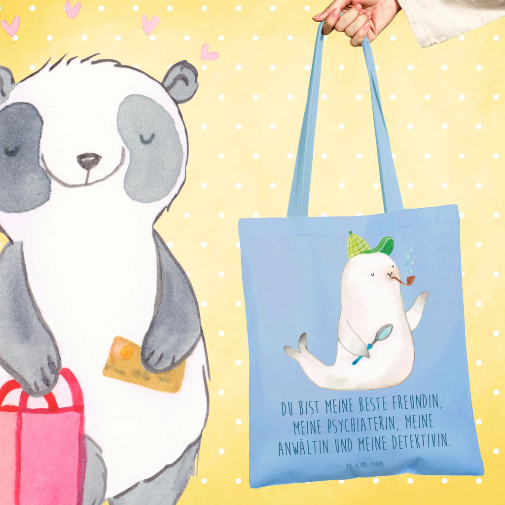 Tote bag seal sherlock cloth bag, shoulder bag, shopper, pouch, bag, shopping bag, Carrier bag, cotton bag, jute bag, small animals, cute, funny, cute animal motives, hand drawn, small world, funny sayings, good mood, happy, gifts, gift ideas, special gifts, animal lover, card