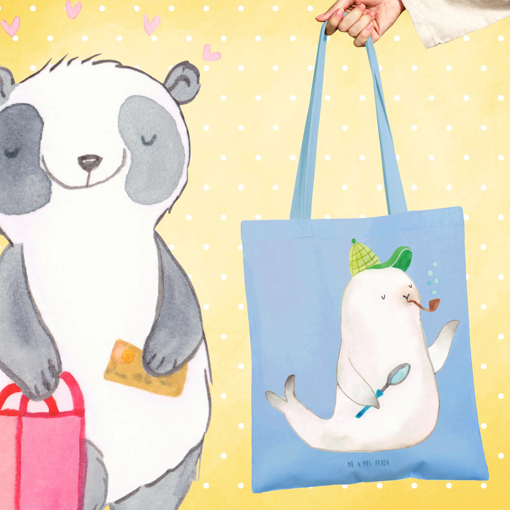 Tote bag seal sherlock cloth bag, shoulder bag, shopper, pouch, bag, shopping bag, Carrier bag, cotton bag, jute bag, small animals, cute, funny, cute animal motives, hand drawn, small world, funny sayings, good mood, happy, gifts, gift ideas, special gifts, animal lover, card