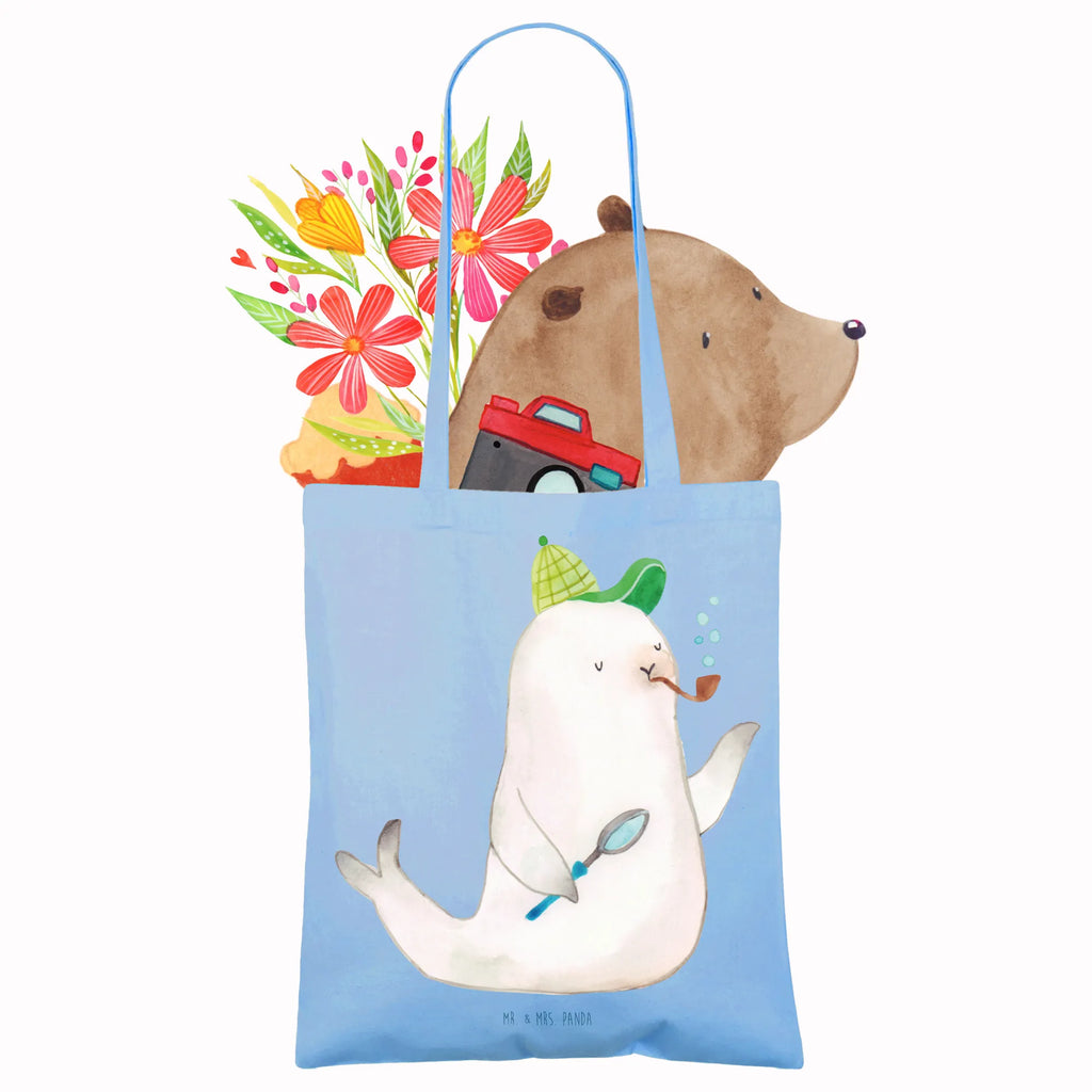 Tote bag seal sherlock cloth bag, shoulder bag, shopper, pouch, bag, shopping bag, Carrier bag, cotton bag, jute bag, small animals, cute, funny, cute animal motives, hand drawn, small world, funny sayings, good mood, happy, gifts, gift ideas, special gifts, animal lover, card