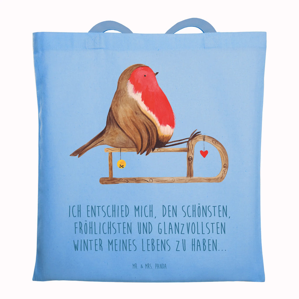 Tragetasche Rotkehlchen Schlitten Shopper, Beuteltasche, Stoffbeutel, Schultertasche, Einkaufstasche, Umhängetasche, Badetasche, Einkaufstüte, Jutebeutel, Tragetasche, Stofftasche, Strandtasche, Tasche, Beutel, Jutetasche, Laptoptasche, Winter, Weihnachten, Weihnachtsdeko, Nikolaus, Advent, Heiligabend, Wintermotiv, Schlitten, Vogel