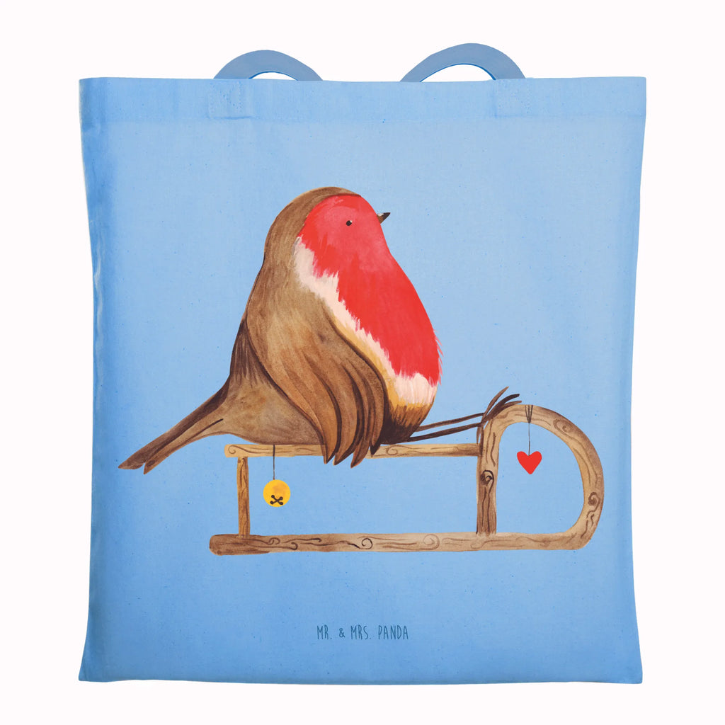 Tragetasche Rotkehlchen Schlitten Shopper, Beuteltasche, Stoffbeutel, Schultertasche, Einkaufstasche, Umhängetasche, Badetasche, Einkaufstüte, Jutebeutel, Tragetasche, Stofftasche, Strandtasche, Tasche, Beutel, Jutetasche, Laptoptasche, Winter, Weihnachten, Weihnachtsdeko, Nikolaus, Advent, Heiligabend, Wintermotiv, Schlitten, Vogel