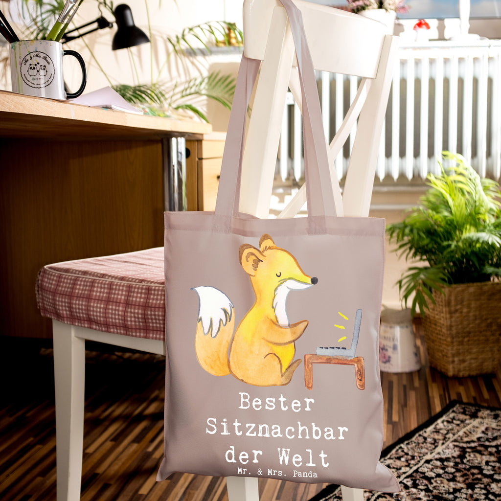 Tote bag Fox Best seat neighbor in the world shoulder bag, cotton bag, jute bag, cloth bag, shopping bag, Carrier bag, pouch, shopper, bag, for, thank you, gift, giving, birthday, birthday present, gift idea, souvenir, make you happy, gift tip, table neighbor, college, seminar, fellow student, classmate, school, Seat neighbor, university, chair neighbor, neighbor