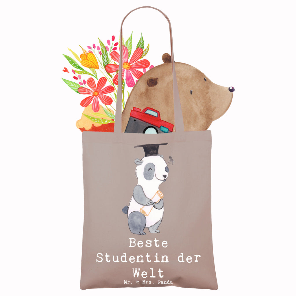 Tragetasche Panda Beste Studentin der Welt Schultertasche, Jutetasche, Tragetasche, Tasche, Laptoptasche, Badetasche, Shopper, Stofftasche, Beutel, Beuteltasche, Umhängetasche, Einkaufstasche, Strandtasche, Jutebeutel, Einkaufstüte, Stoffbeutel, für, Dankeschön, Geschenk, Schenken, Geburtstag, Geburtstagsgeschenk, Geschenkidee, Danke, Bedanken, Mitbringsel, Freude machen, Geschenktipp, Universität, Uni, Tochter, Alumni, Musterschülerin, lustig, Abschluss, Studentin, Studienabschluss, Studium, witzig, Hochschule, Studenten, Spaß