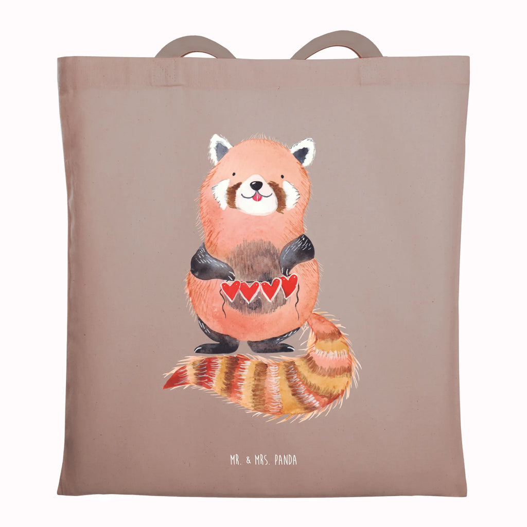 Tote bag red panda Stoffbeutel, Beuteltasche, Shopper, Einkaufstüte, Beutel, Umhängetasche, Einkaufstasche, Badetasche, Stofftasche, Jutebeutel, Schultertasche, Tragetasche, Laptoptasche, Jutetasche, Tasche, Strandtasche, Tiermotive, Gute Laune, lustige Sprüche, Tiere, Panda, Rot, Liebling, Lieblingsmensch, Liebe, Herz