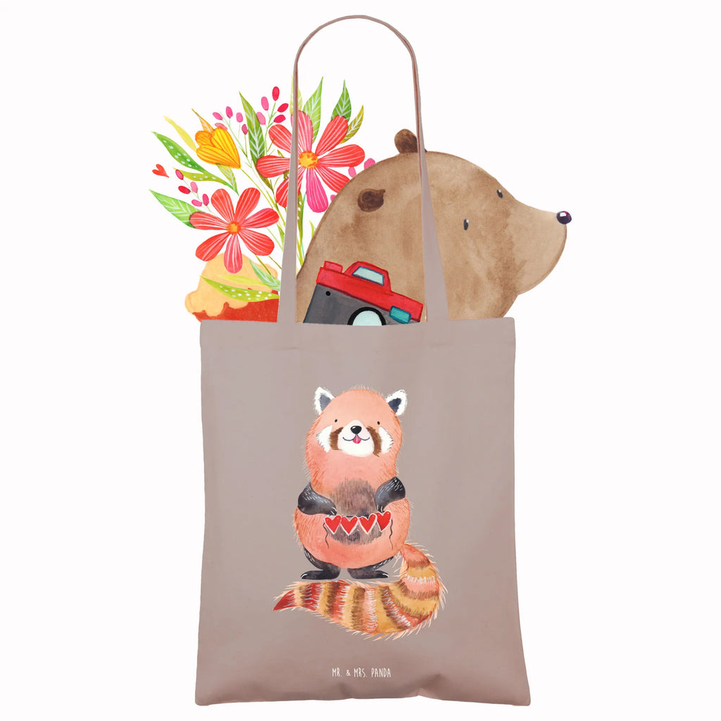 Tote bag red panda Stoffbeutel, Beuteltasche, Shopper, Einkaufstüte, Beutel, Umhängetasche, Einkaufstasche, Badetasche, Stofftasche, Jutebeutel, Schultertasche, Tragetasche, Laptoptasche, Jutetasche, Tasche, Strandtasche, Tiermotive, Gute Laune, lustige Sprüche, Tiere, Panda, Rot, Liebling, Lieblingsmensch, Liebe, Herz