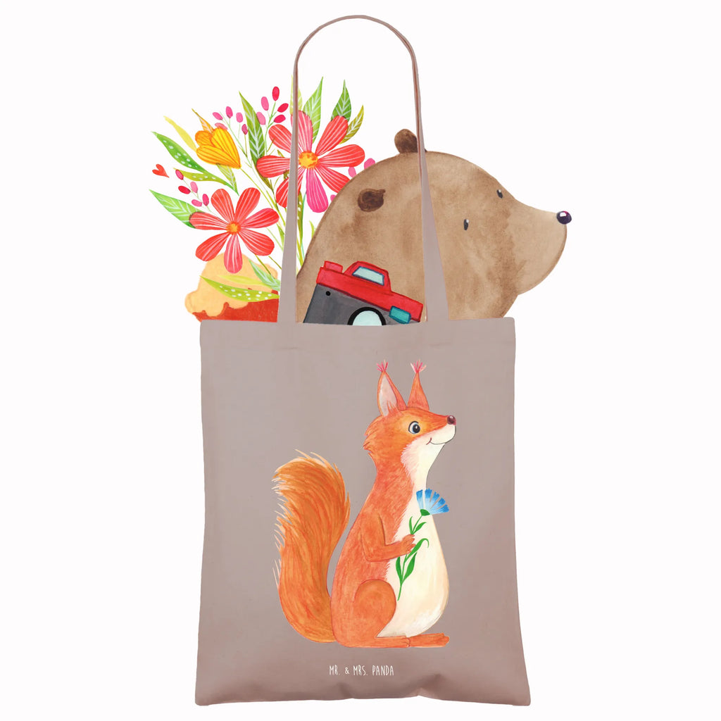 Tote bag Squirrel flower pouch, cotton bag, Carrier bag, cloth bag, shopper, bag, shoulder bag, jute bag, shopping bag, small animals, cute, funny, cute animal motives, hand drawn, small world, funny sayings, good mood, happy, gifts, gift ideas, special gifts, animal lover, card, positive saying, fun, Squirrel, laughter, saying decoration, squirrel, motivation pictures, happy saying, motivation sayings
