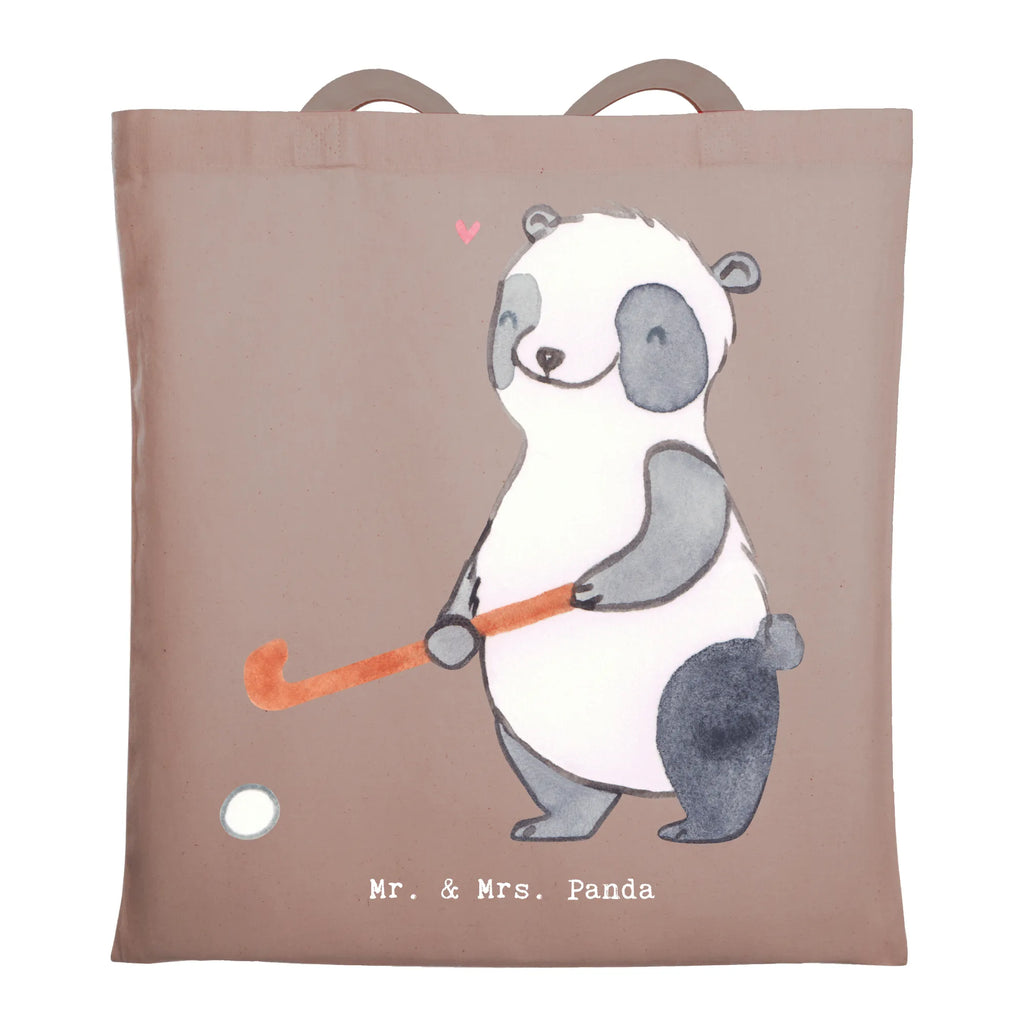 Tragetasche Panda Hockey spielen Beutel, Tasche, Jutetasche, Umhängetasche, Stoffbeutel, Strandtasche, Einkaufstüte, Beuteltasche, Einkaufstasche, Laptoptasche, Badetasche, Shopper, Stofftasche, Jutebeutel, Tragetasche, Schultertasche, Geschenk, Sport, Sportart, Hobby, Schenken, Danke, Dankeschön, Auszeichnung, Gewinn, Sportler, Feldhockey, Hockey spielen, Hockey Verein, Hockeyschläger