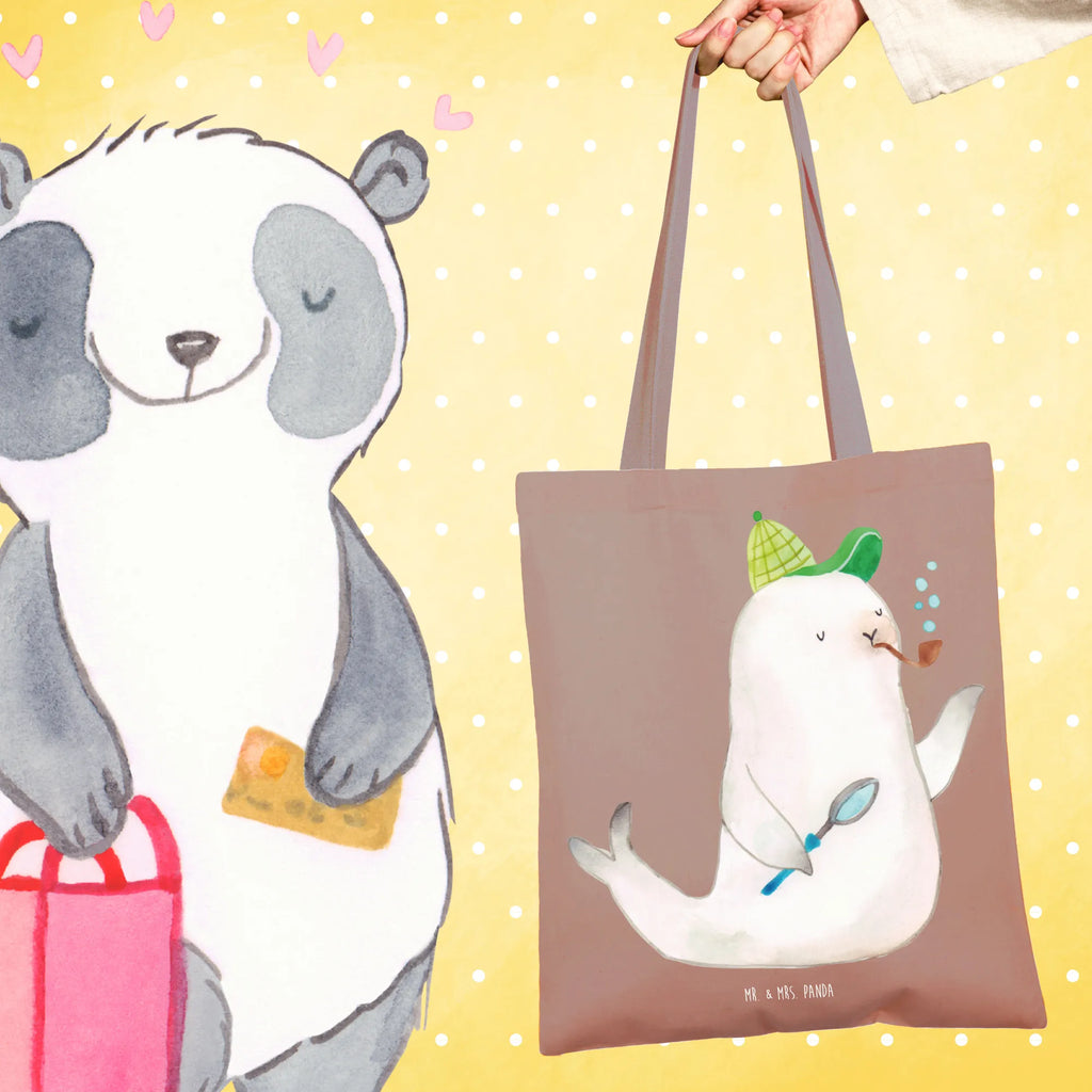 Tote bag seal sherlock cloth bag, shoulder bag, shopper, pouch, bag, shopping bag, Carrier bag, cotton bag, jute bag, small animals, cute, funny, cute animal motives, hand drawn, small world, funny sayings, good mood, happy, gifts, gift ideas, special gifts, animal lover, card