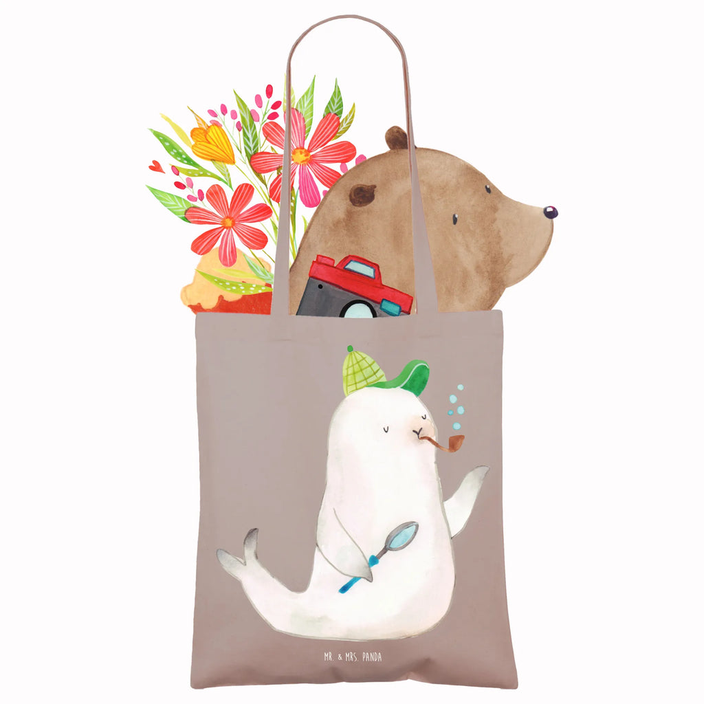 Tote bag seal sherlock cloth bag, shoulder bag, shopper, pouch, bag, shopping bag, Carrier bag, cotton bag, jute bag, small animals, cute, funny, cute animal motives, hand drawn, small world, funny sayings, good mood, happy, gifts, gift ideas, special gifts, animal lover, card