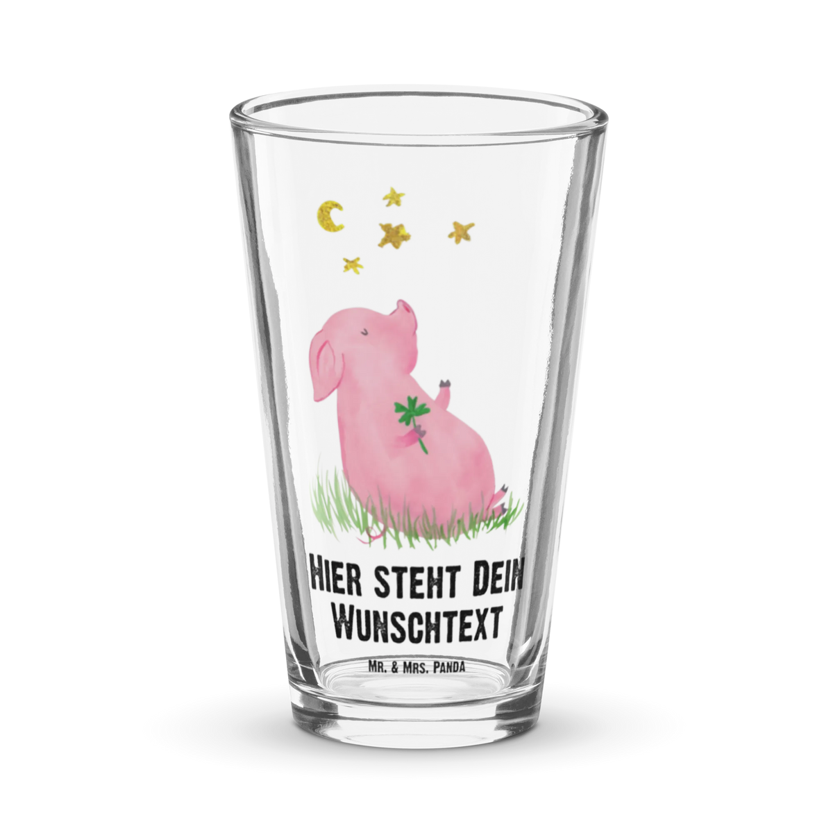 Personalized Drinking Glass Pig Luck card, gift ideas, gifts, small animals, cute, cute animal motives, hand drawn, funny sayings, good mood, special gifts, animal lover, lucky charm, goals, asterisks, piglet, stars, Lucky bastard. Luck