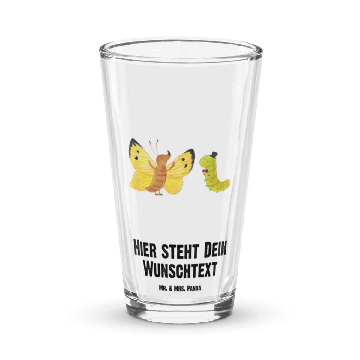 Personalisiertes Trinkglas Raupe Schmetterling