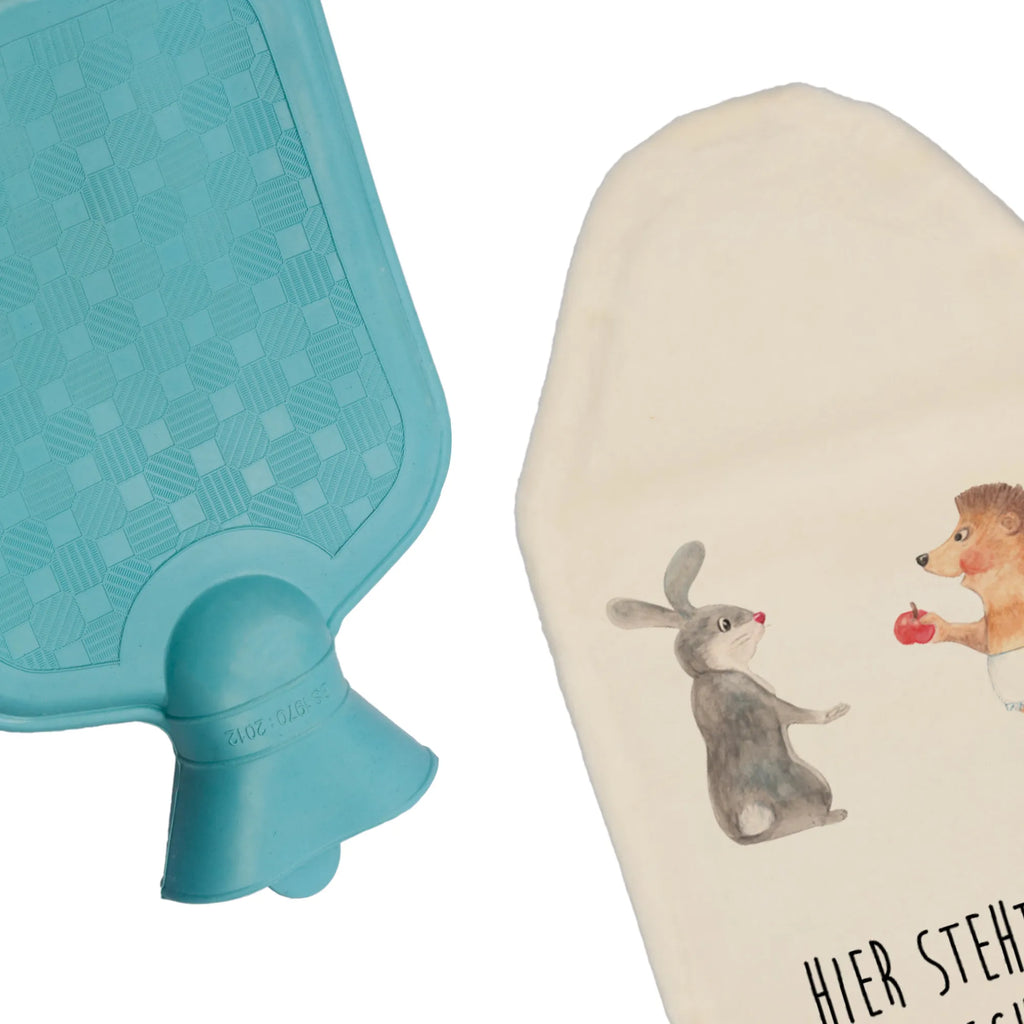 Personalised hot water bottle Hare Hedgehog small animals, cute, funny, cute animal motives, hand drawn, small world, funny sayings, good mood, happy, gifts, gift ideas, special gifts, animal lover, card, romantic saying, heartache, lovesickness gift, love saying, hare, Hedgehog and hare, Hedgehog, consolation, pain of separation