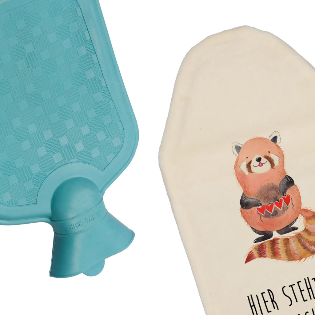 Personalised hot water bottle red panda small animals, cute, funny, cute animal motives, hand drawn, small world, funny sayings, good mood, happy, gifts, gift ideas, special gifts, animal lover, card, heart, Panda, darling, red, love, favourite person