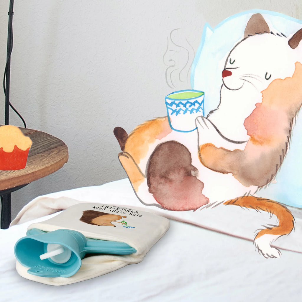 Personalised hot water bottle Hedgehog Flower small animals, cute, funny, cute animal motives, hand drawn, small world, funny sayings, good mood, happy, gifts, gift ideas, special gifts, animal lover, card, sick, visit, hospital, recovery wishes, illness, get well soon, hedgehog