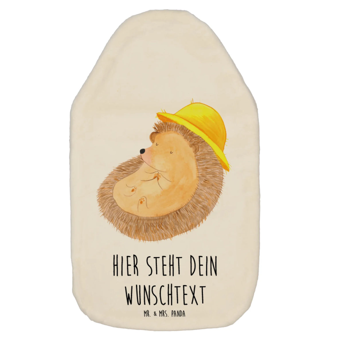 Personalised hot water bottle Hedgehog Pray small animals, cute, funny, cute animal motives, hand drawn, small world, funny sayings, good mood, happy, gifts, gift ideas, special gifts, animal lover, card, enjoy, hedgehog with hat, gratitude, God, pray, Amen, sun hat, life, hedgehog, be grateful