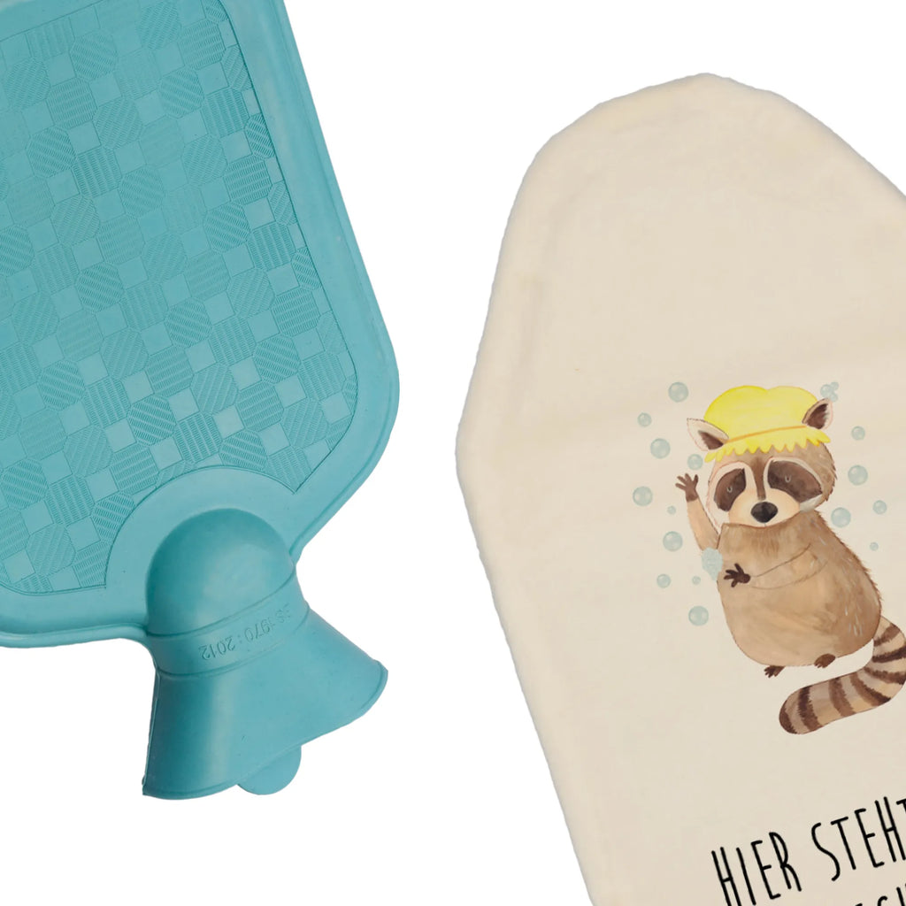 Personalised hot water bottle Raccoon small animals, cute, funny, cute animal motives, hand drawn, small world, funny sayings, good mood, happy, gifts, gift ideas, special gifts, animal lover, card, wash, soap bubbles, daydreaming, plan, raccoon