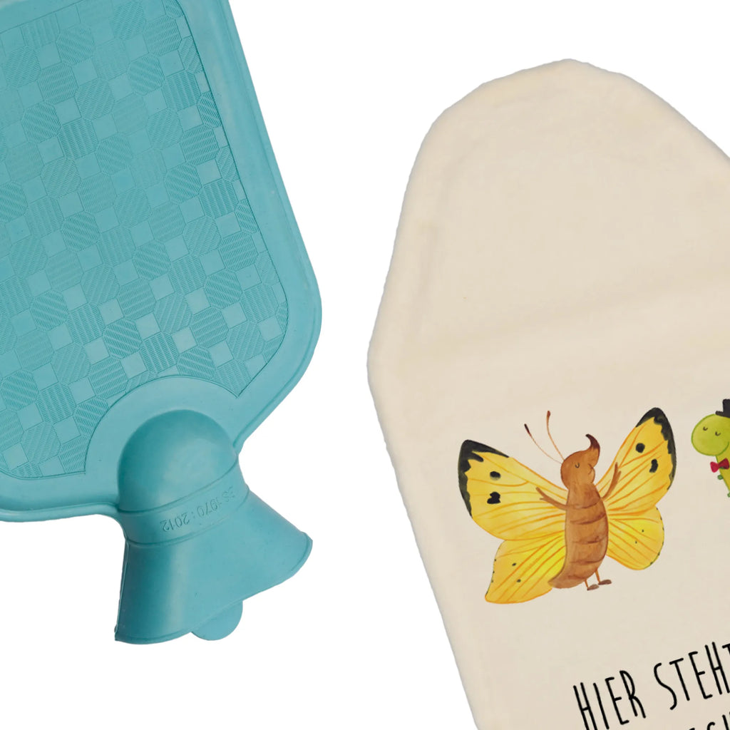 Personalised hot water bottle Caterpillar butterfly small animals, cute, funny, cute animal motives, hand drawn, small world, funny sayings, good mood, happy, gifts, gift ideas, special gifts, animal lover, card, butterfly, growing up, hat, cocoon, beauty, development, lemon butterfly, Caterpillar