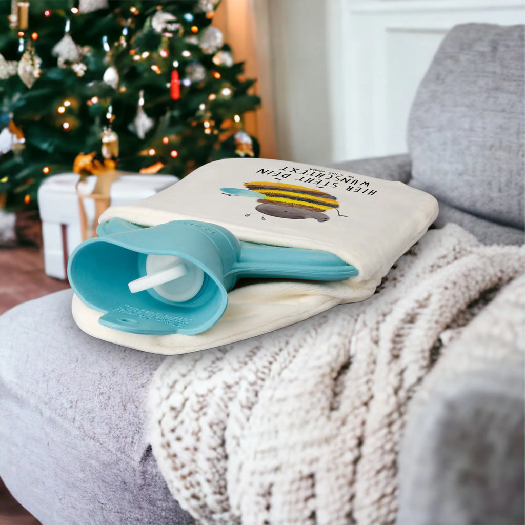 Personalised hot water bottle bumblebee fluffy small animals, cute, funny, cute animal motives, hand drawn, small world, funny sayings, good mood, happy, gifts, gift ideas, special gifts, animal lover, card, Bee, Flower, Fluffy, Nature, Bumblebee