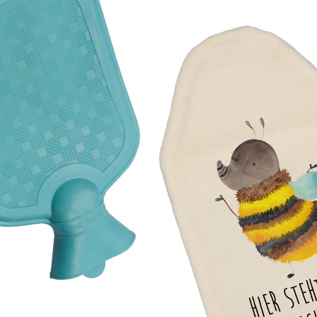 Personalised hot water bottle bumblebee fluffy small animals, cute, funny, cute animal motives, hand drawn, small world, funny sayings, good mood, happy, gifts, gift ideas, special gifts, animal lover, card, Bee, Flower, Fluffy, Nature, Bumblebee