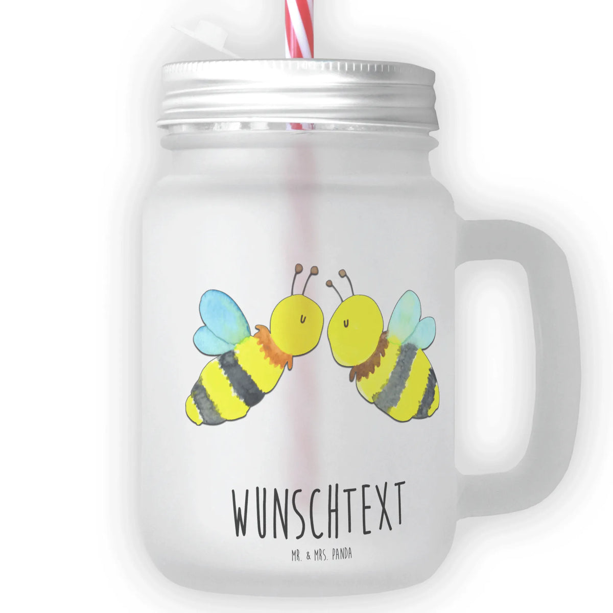 Personalised mason jar drinking glass bee Love Bee, wasp, bumblebee