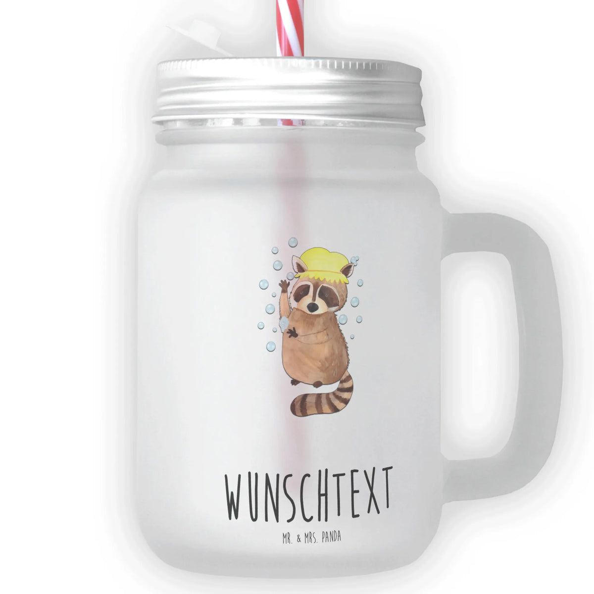 Personalised mason jar drinking glass Raccoon small animals, cute, funny, cute animal motives, hand drawn, small world, funny sayings, good mood, happy, gifts, gift ideas, special gifts, animal lover, card, soap bubbles, wash, daydreaming, raccoon, plan