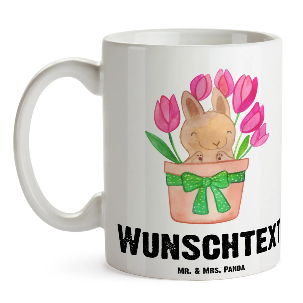 Personalised cup Rabbit Tulips Easter, Easter bunny