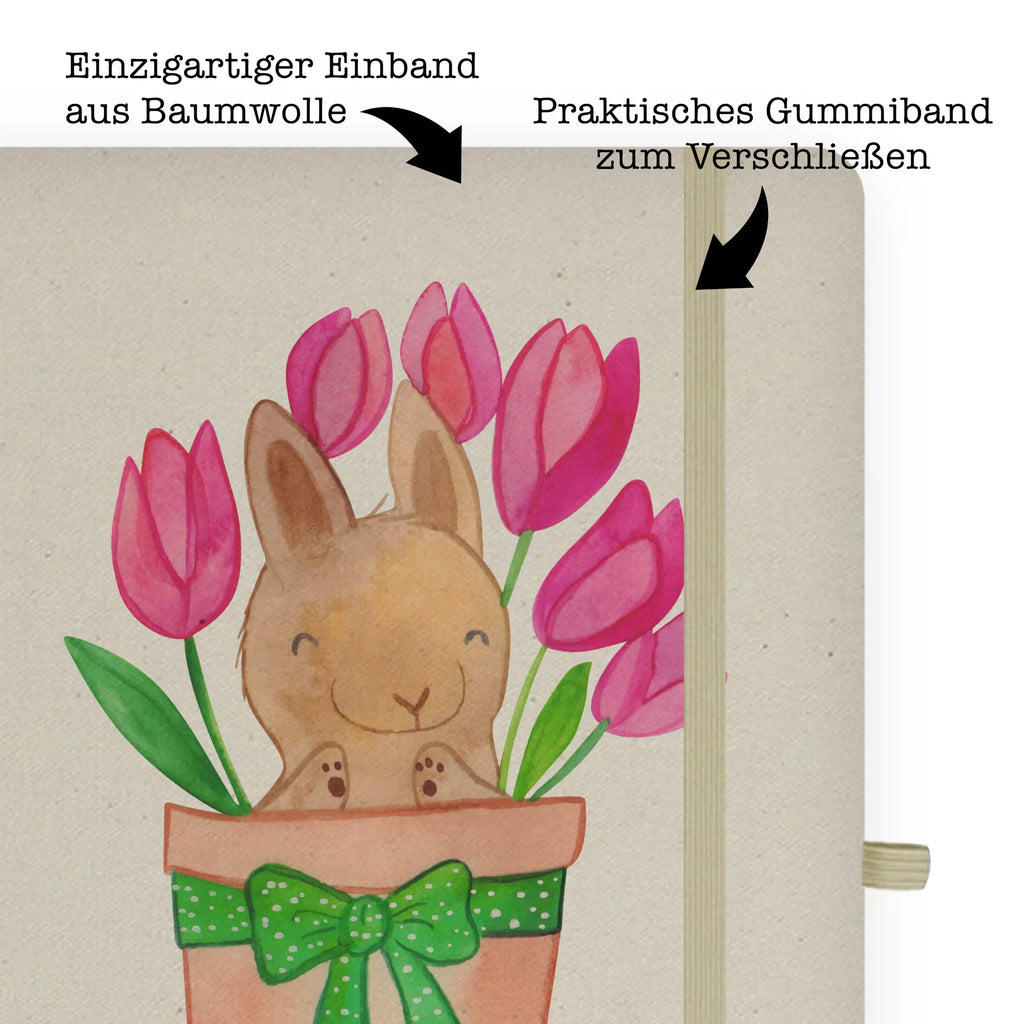 Personalised notebook Rabbit Tulips Easter, Easter bunny