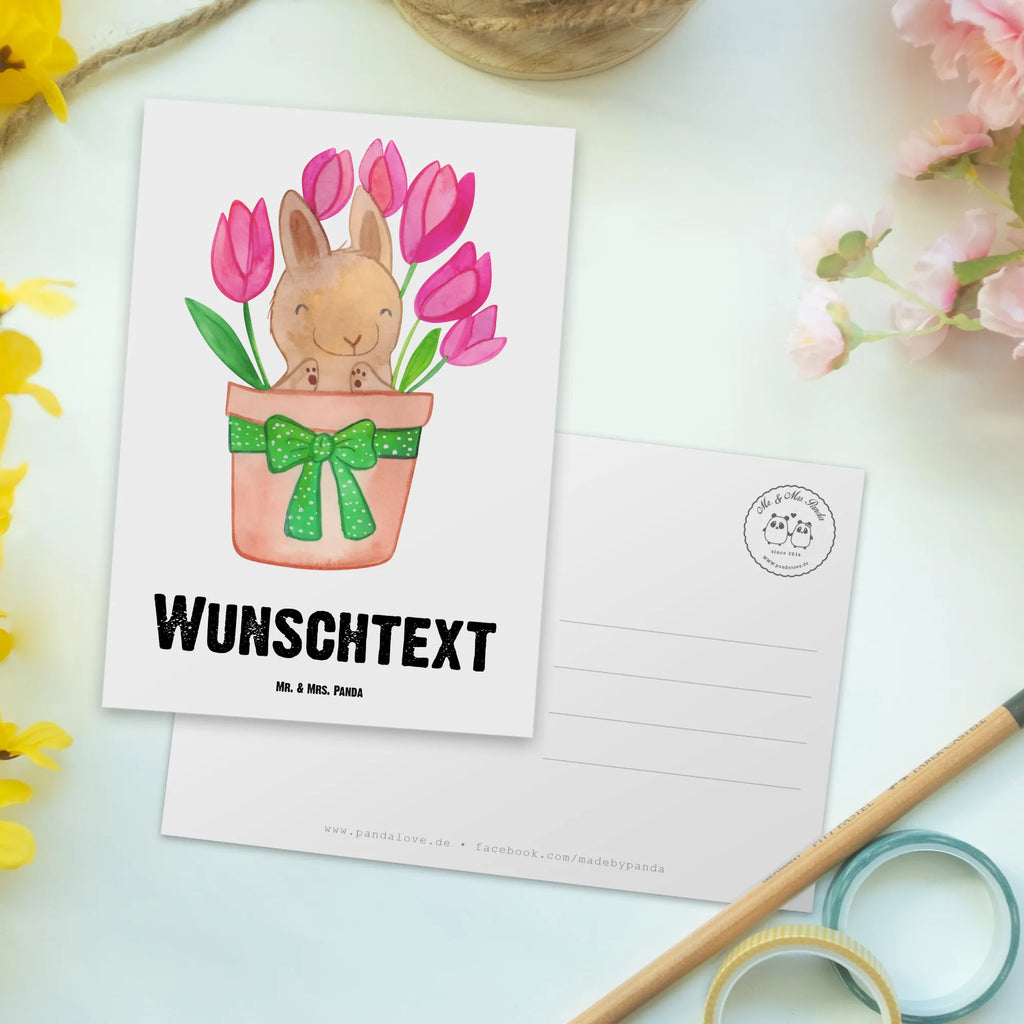 Personalisierte Postkarte Hase Tulpen Einladung mit Wunschtext, Karte mit Wunschtext, Grußkarte mit Namen, Postkarte mit Namen, Grußkarte mit Wunschtext, Karte mit Namen, Geschenkkarte mit Namen, Ansichtskarte mit Namen, Postkarte mit Wunschtext, Geschenkkarte mit Wunschtext, Postkarte bedrucken, Ansichtskarte mit Wunschtext, Einladung mit Namen, Postkarte personalisierbar, Ostern, Osterhase, Ostergeschenke, Osternest, Osterdeko, Geschenke zu Ostern, Ostern Geschenk, Ostergeschenke Kinder, Ostern Kinder, Alternative zu Blumen, Blumenstrauß, Hase, Tulpen, Ostergeschenk
