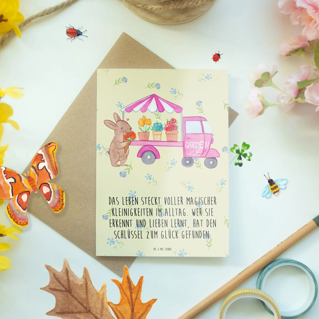 Greetings card Easter Bunny Flower cart wedding card, birthday card, greeting card, invitation card, folding card, Easter, Easter bunny