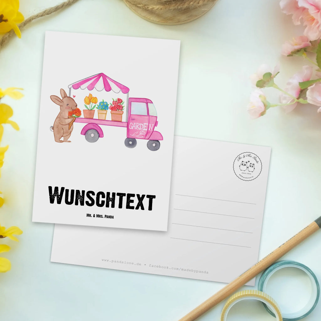 Personalised postcard Easter Bunny Flower cart Easter, Easter bunny