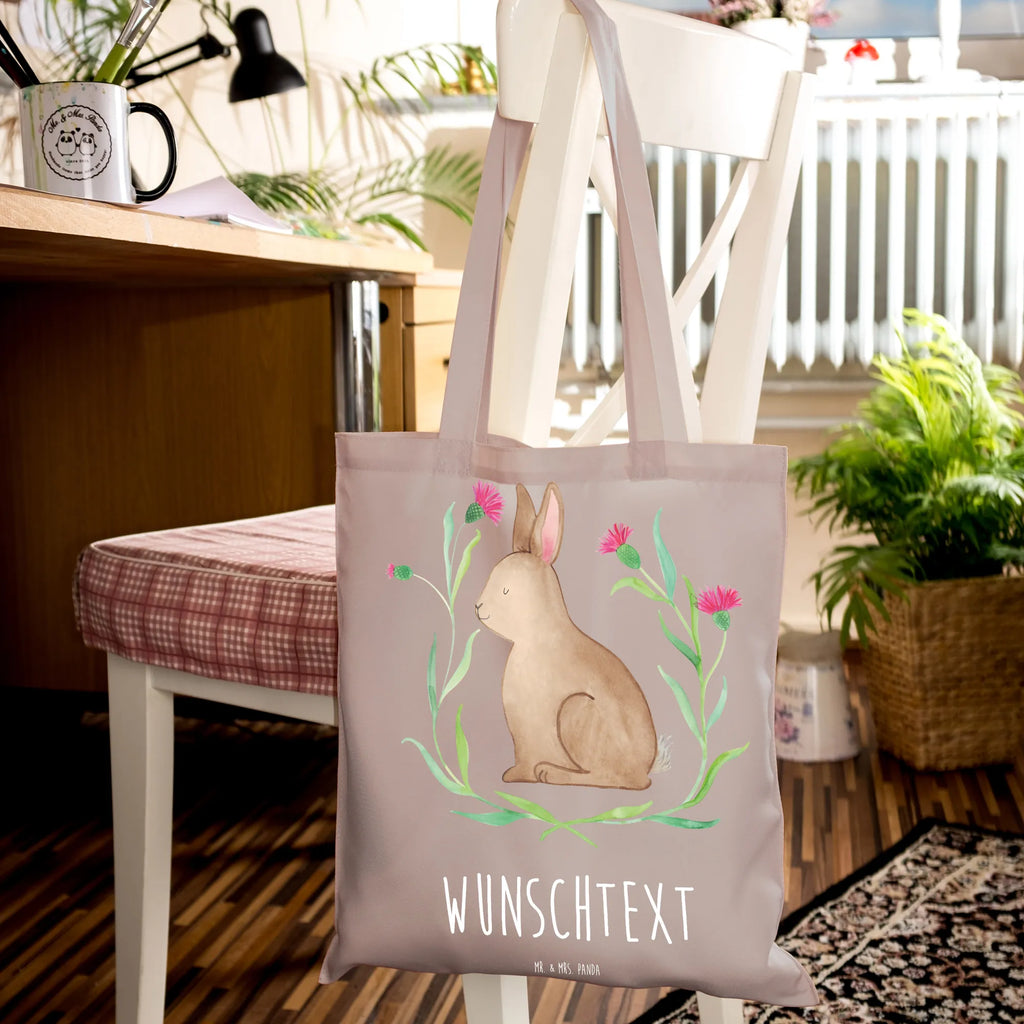 Personalised tote bag Hare Sit Easter, Easter bunny, Easter greetings, Easter flower, Hare, Happy Easter, Rabbit, Love, Greetings