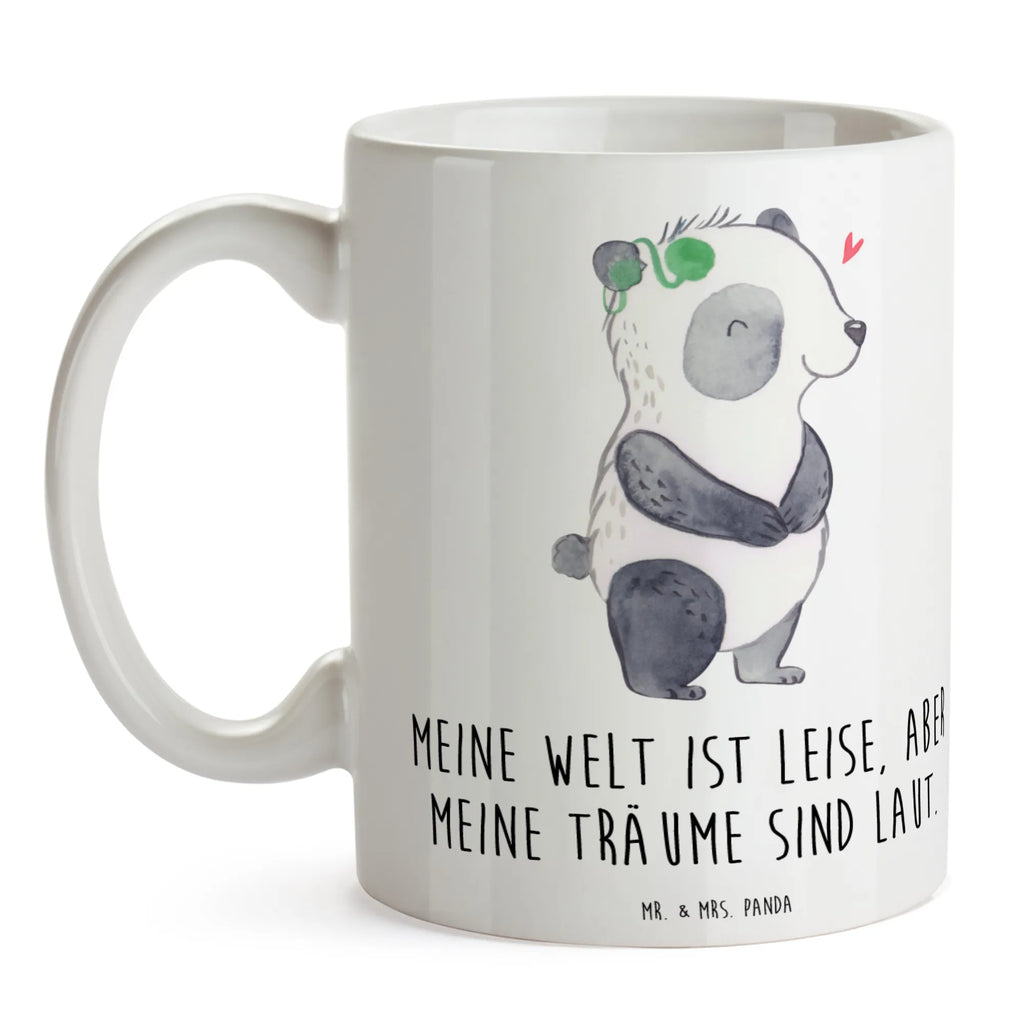Tasse Panda Gehörlos Teetasse, Tasse mit Zitaten, Porzellantasse, Keramiktasse, Tasse, Tasse mit Motiven, Kaffeetasse, Bürotasse, Geschenktasse, ertaubt, Panda, gehörlos, Cochlea Implantat