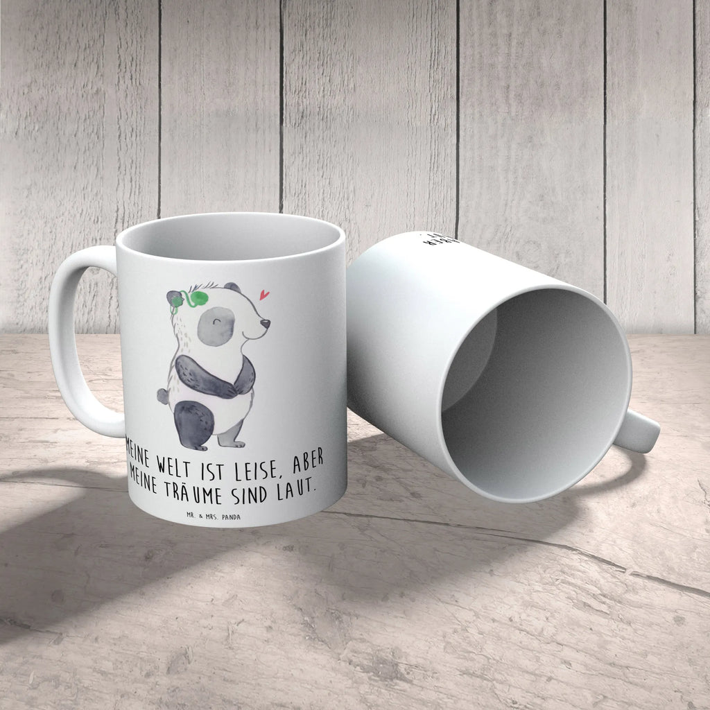 Tasse Panda Gehörlos Teetasse, Tasse mit Zitaten, Porzellantasse, Keramiktasse, Tasse, Tasse mit Motiven, Kaffeetasse, Bürotasse, Geschenktasse, ertaubt, Panda, gehörlos, Cochlea Implantat