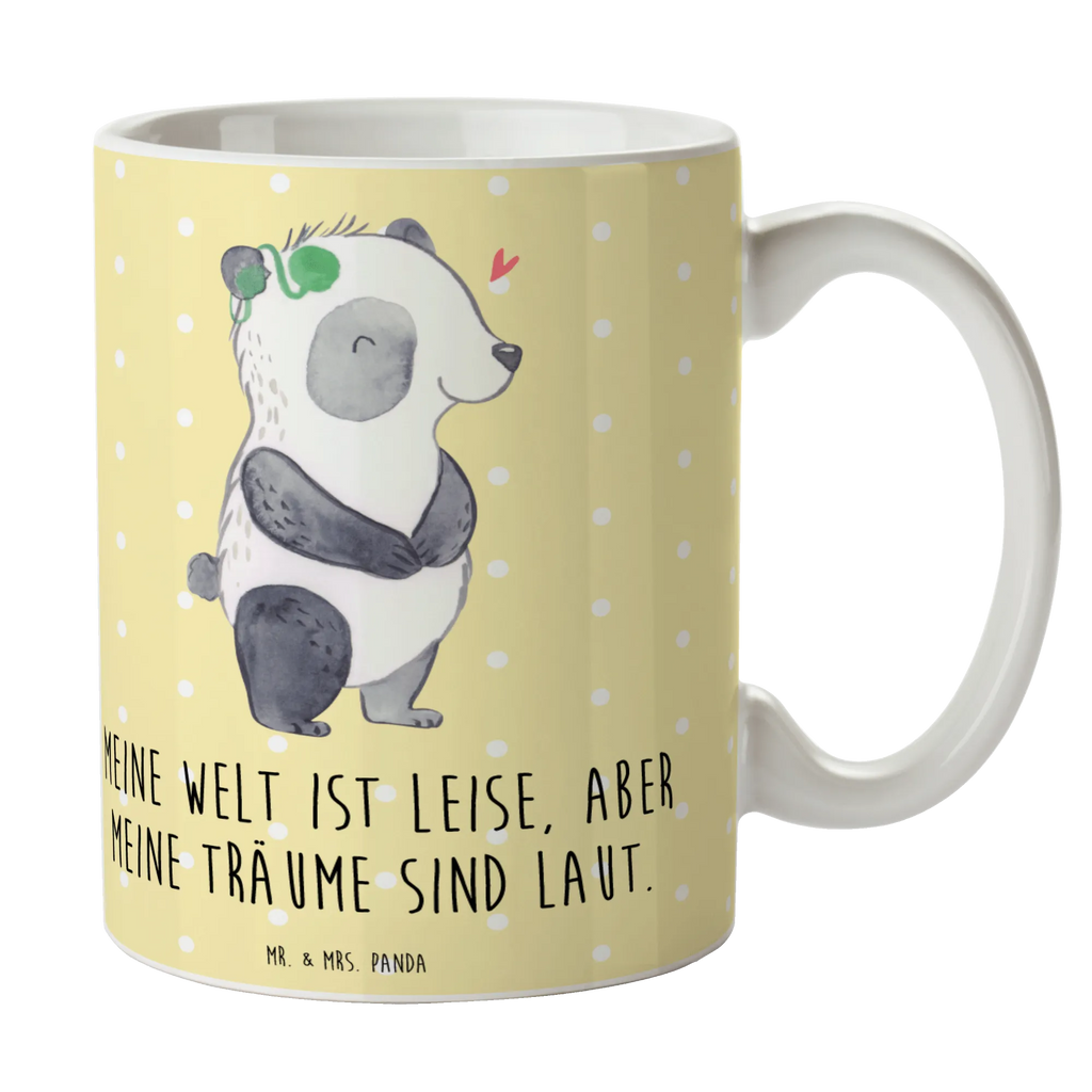 Tasse Panda Gehörlos Teetasse, Tasse mit Zitaten, Porzellantasse, Keramiktasse, Tasse, Tasse mit Motiven, Kaffeetasse, Bürotasse, Geschenktasse, ertaubt, Panda, gehörlos, Cochlea Implantat