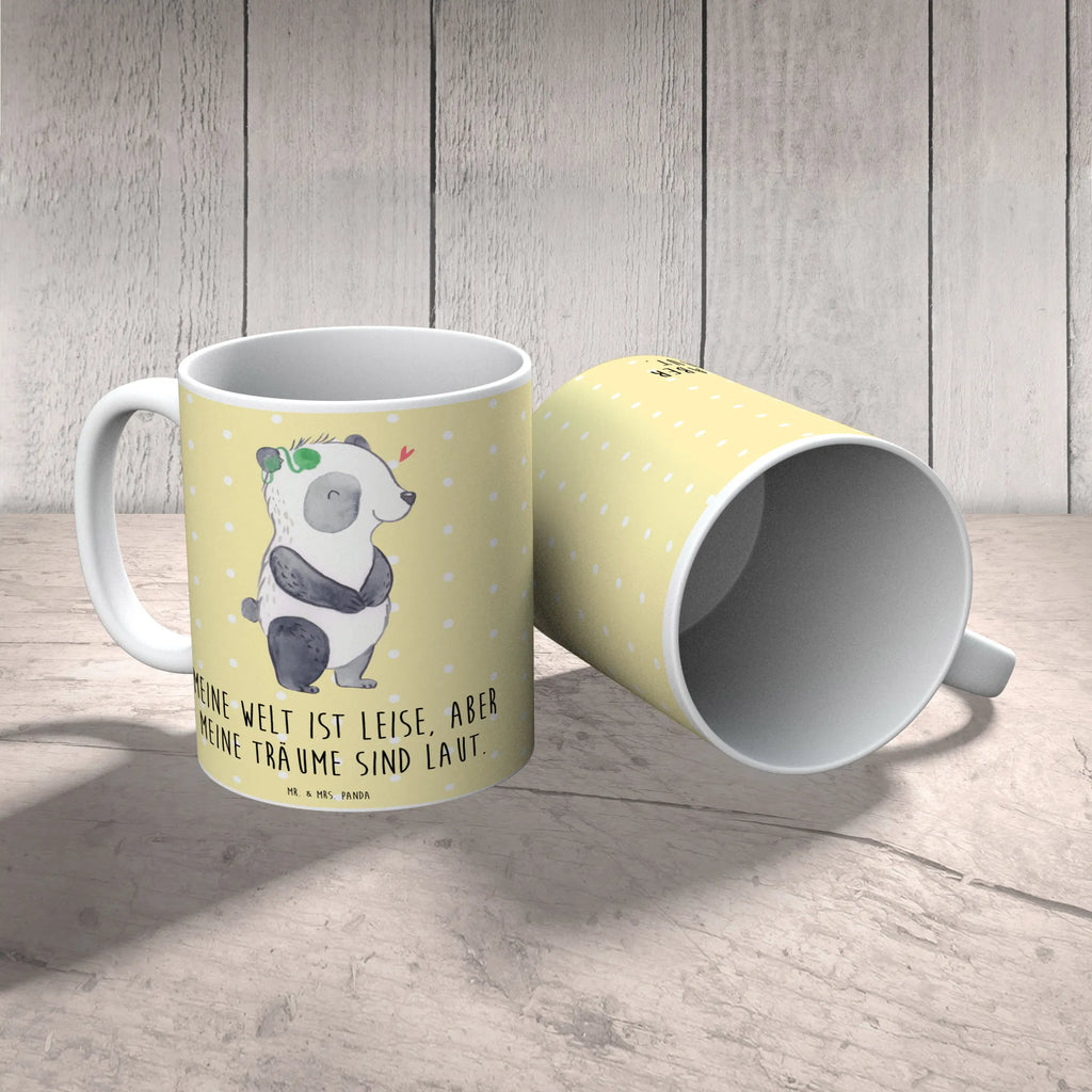 Tasse Panda Gehörlos Teetasse, Tasse mit Zitaten, Porzellantasse, Keramiktasse, Tasse, Tasse mit Motiven, Kaffeetasse, Bürotasse, Geschenktasse, ertaubt, Panda, gehörlos, Cochlea Implantat