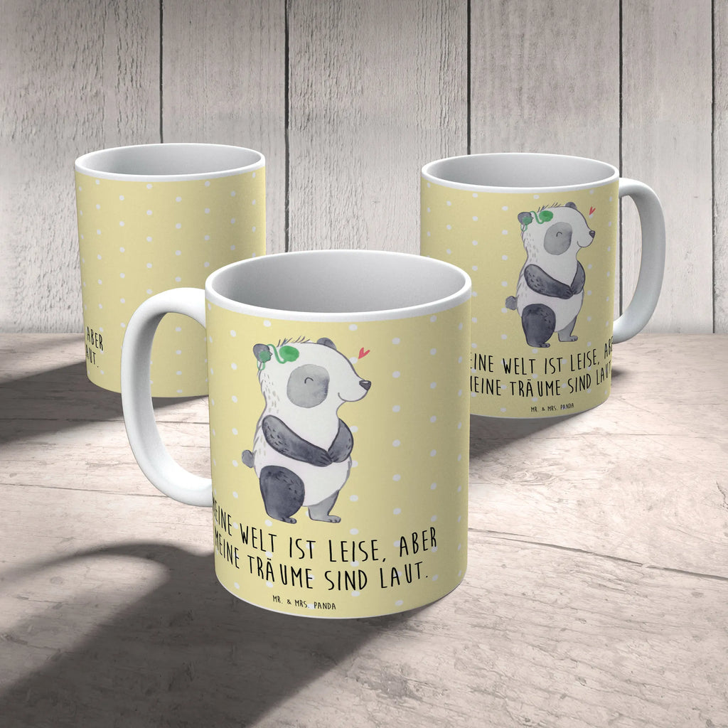 Tasse Panda Gehörlos Teetasse, Tasse mit Zitaten, Porzellantasse, Keramiktasse, Tasse, Tasse mit Motiven, Kaffeetasse, Bürotasse, Geschenktasse, ertaubt, Panda, gehörlos, Cochlea Implantat