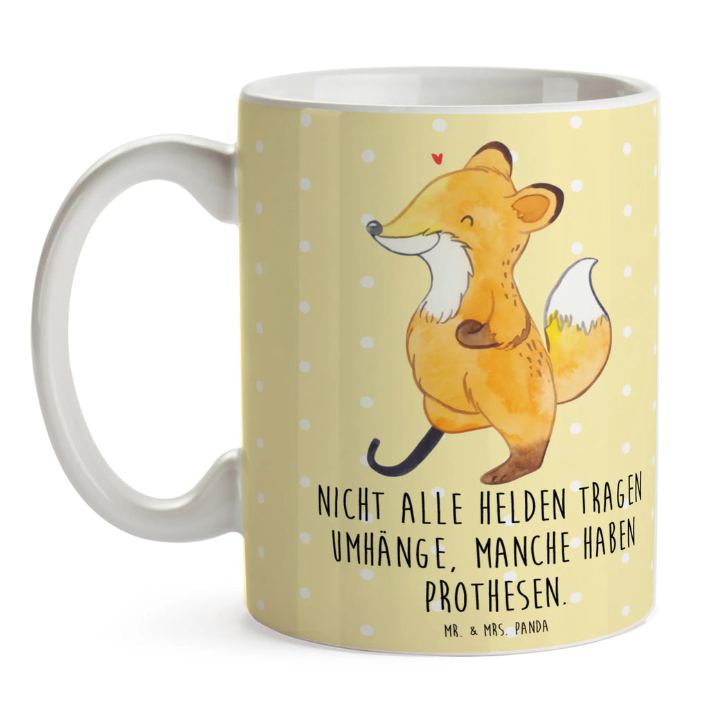 Tasse Fuchs Beinprothese Bürotasse, Keramiktasse, Teetasse, Kaffeetasse, Porzellantasse, Tasse, Tasse mit Motiven, Geschenktasse, Tasse mit Zitaten, Fuchs, Amputation, Beimamputation, Beinprothese