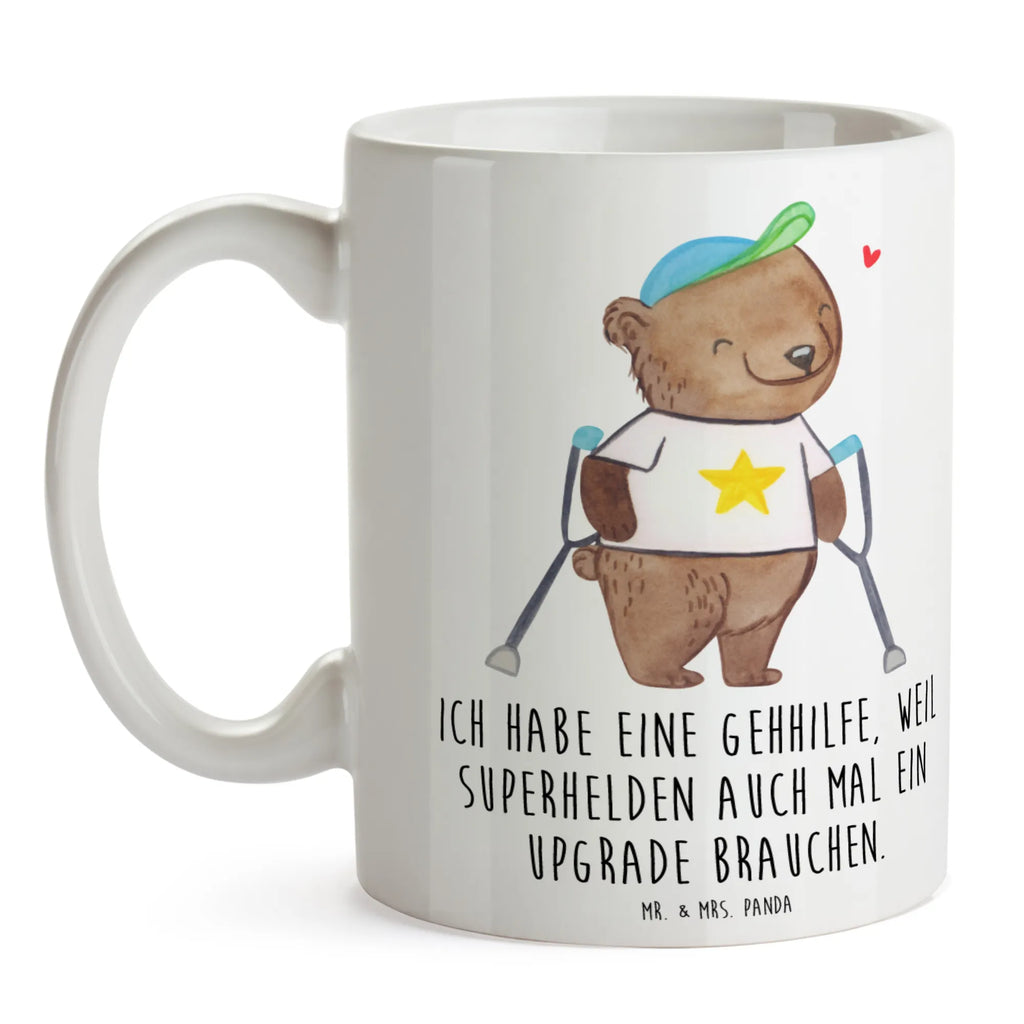 Tasse Bär Gehhilfen Porzellantasse, Kaffeetasse, Geschenktasse, Tasse, Bürotasse, Tasse mit Motiven, Teetasse, Keramiktasse, Tasse mit Zitaten, Krücken, Bär, Gehhilfe
