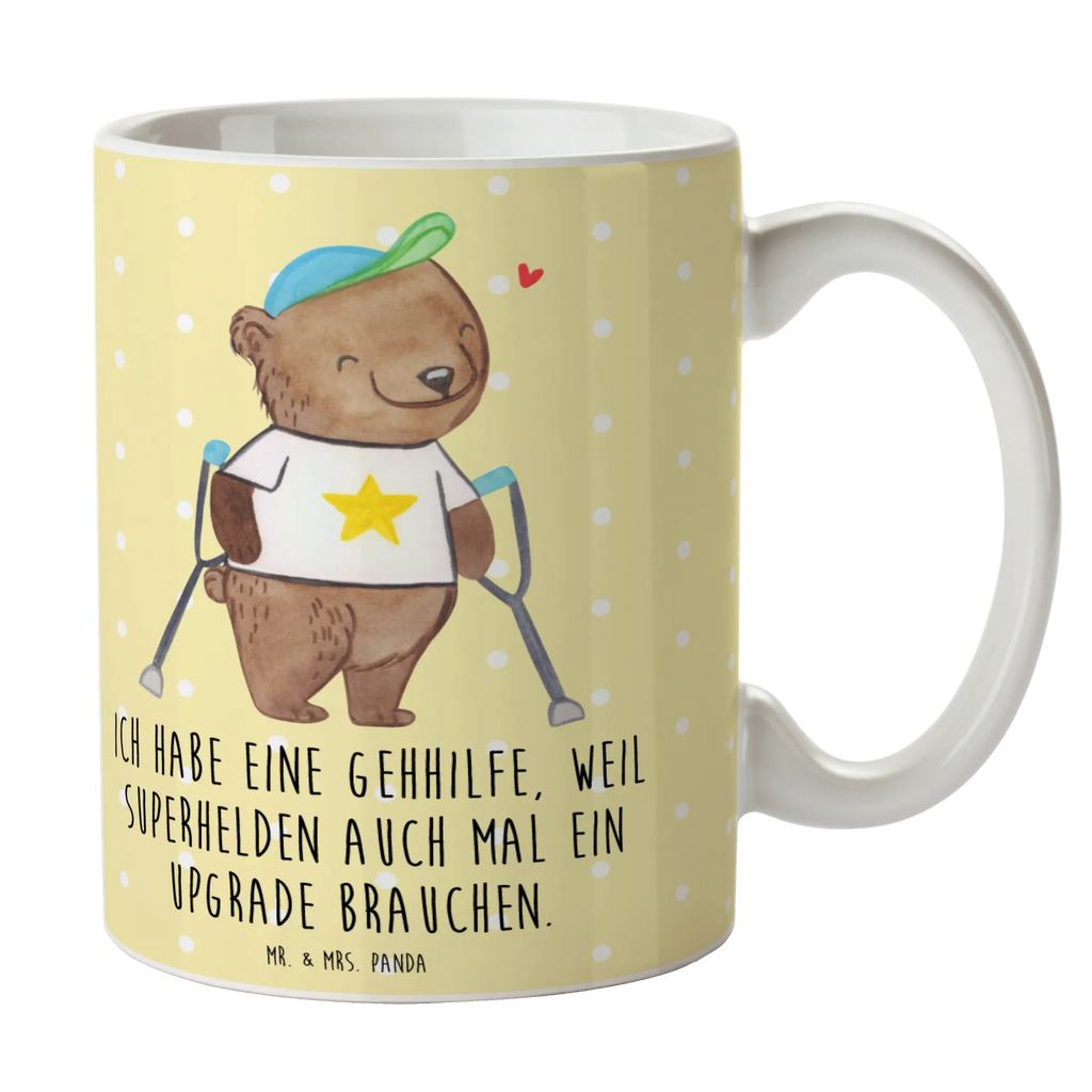 Tasse Bär Gehhilfen Porzellantasse, Kaffeetasse, Geschenktasse, Tasse, Bürotasse, Tasse mit Motiven, Teetasse, Keramiktasse, Tasse mit Zitaten, Krücken, Bär, Gehhilfe