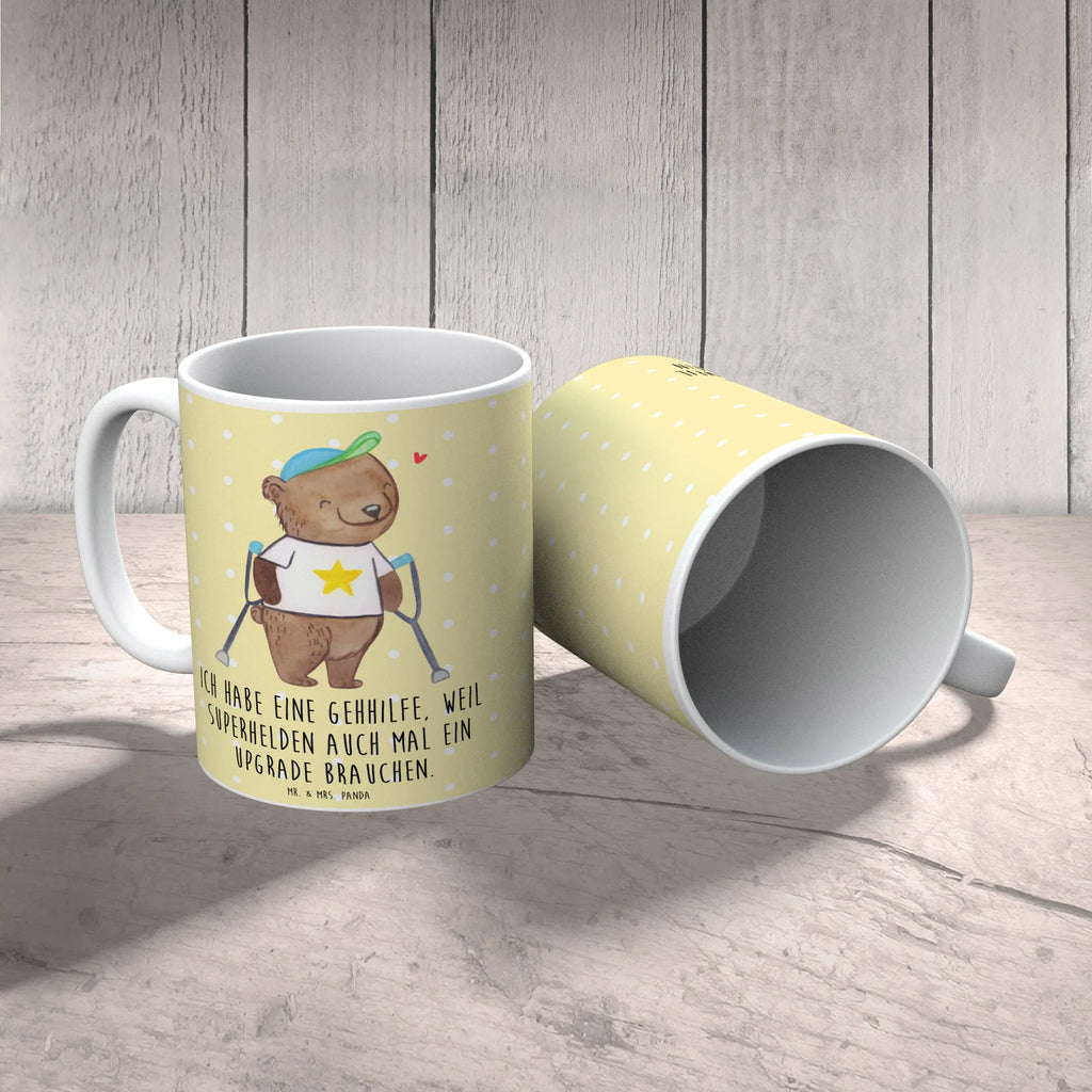 Tasse Bär Gehhilfen Porzellantasse, Kaffeetasse, Geschenktasse, Tasse, Bürotasse, Tasse mit Motiven, Teetasse, Keramiktasse, Tasse mit Zitaten, Krücken, Bär, Gehhilfe