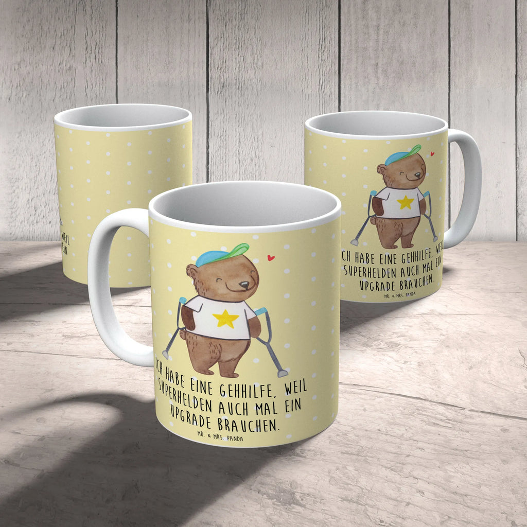 Tasse Bär Gehhilfen Porzellantasse, Kaffeetasse, Geschenktasse, Tasse, Bürotasse, Tasse mit Motiven, Teetasse, Keramiktasse, Tasse mit Zitaten, Krücken, Bär, Gehhilfe