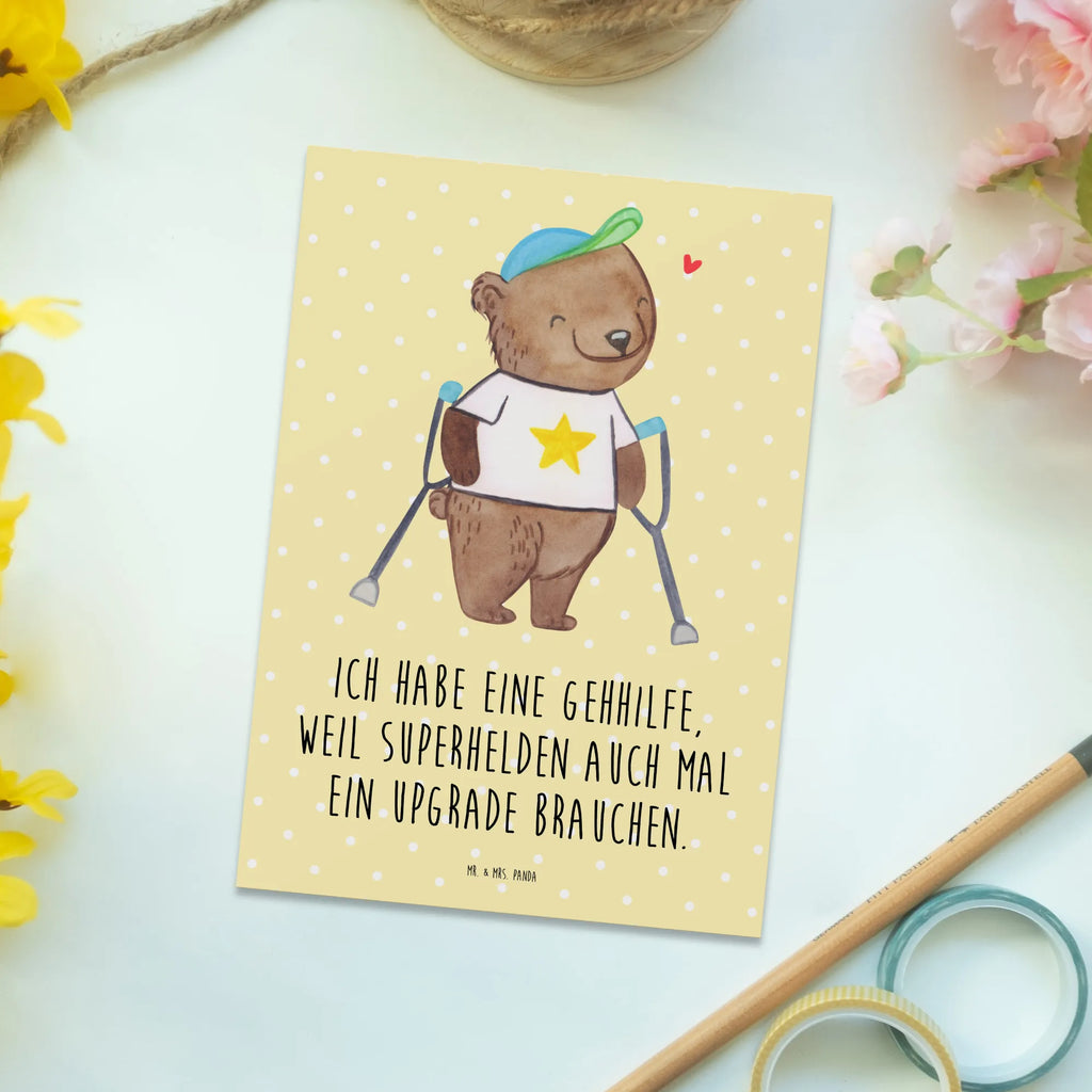Postkarte Bär Gehhilfen Grußkarte, Einladung Geburtstag, Karte, Dankeskarte, Ansichtskarten, Geburtstagskarte, Einladung, Postkarte, Geschenkkarte, Ansichtskarte, Einladungskarten Geburtstag, Einladungskarte, Bär, Gehhilfe, Krücken