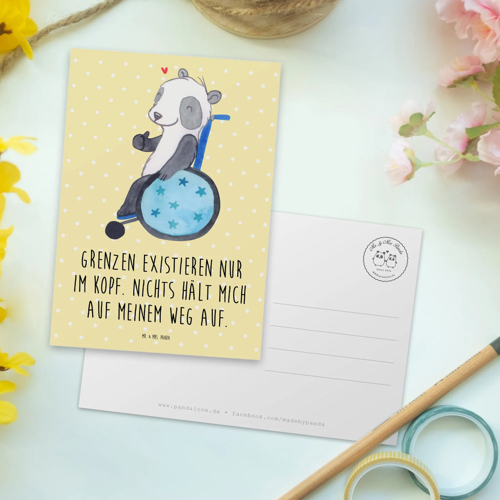 Postkarte Panda Rollstuhl Ansichtskarten, Karte, Dankeskarte, Einladungskarte, Ansichtskarte, Postkarte, Einladung, Einladungskarten Geburtstag, Geburtstagskarte, Einladung Geburtstag, Geschenkkarte, Grußkarte, Panda, Rollstuhl