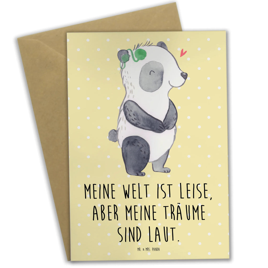 Greetings card Panda Deaf Klappkarte, Grußkarte, Hochzeitskarte, Karte, Glückwunschkarte, Ansichtskarten, Geburtstagskarte, Einladungskarte, ertaubt, Panda, Cochlea Implantat, gehörlos