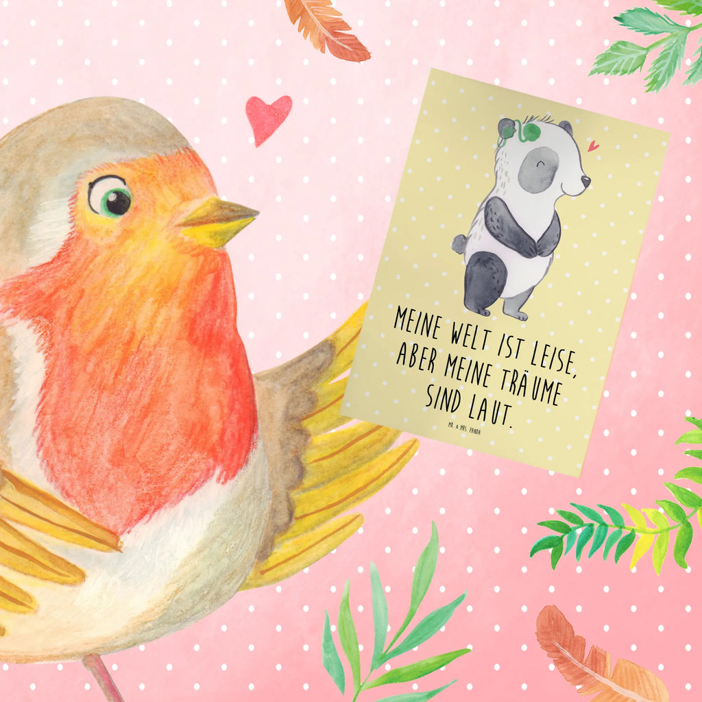 Greetings card Panda Deaf Klappkarte, Grußkarte, Hochzeitskarte, Karte, Glückwunschkarte, Ansichtskarten, Geburtstagskarte, Einladungskarte, ertaubt, Panda, Cochlea Implantat, gehörlos