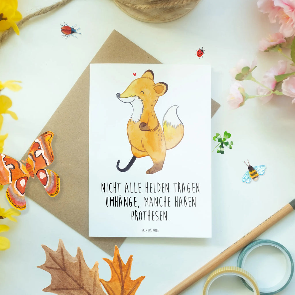 Greetings card Fox Leg prosthesis birthday card, greeting card, folding card, wedding card, invitation card