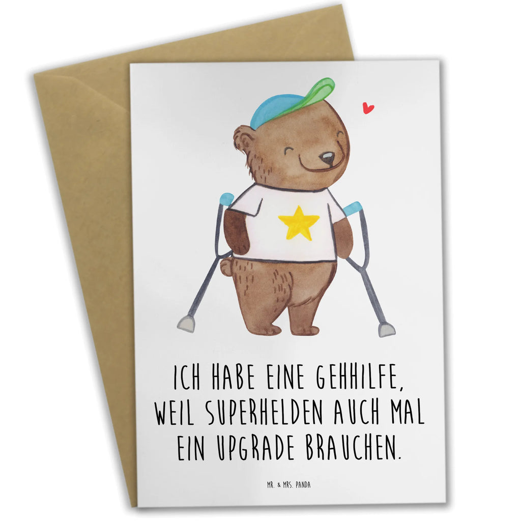 Greetings card Bear Walking aids Karte, Einladungskarte, Grußkarte, Klappkarte, Geburtstagskarte, Hochzeitskarte, Ansichtskarten, Glückwunschkarte, Bär, Krücken, Gehhilfe