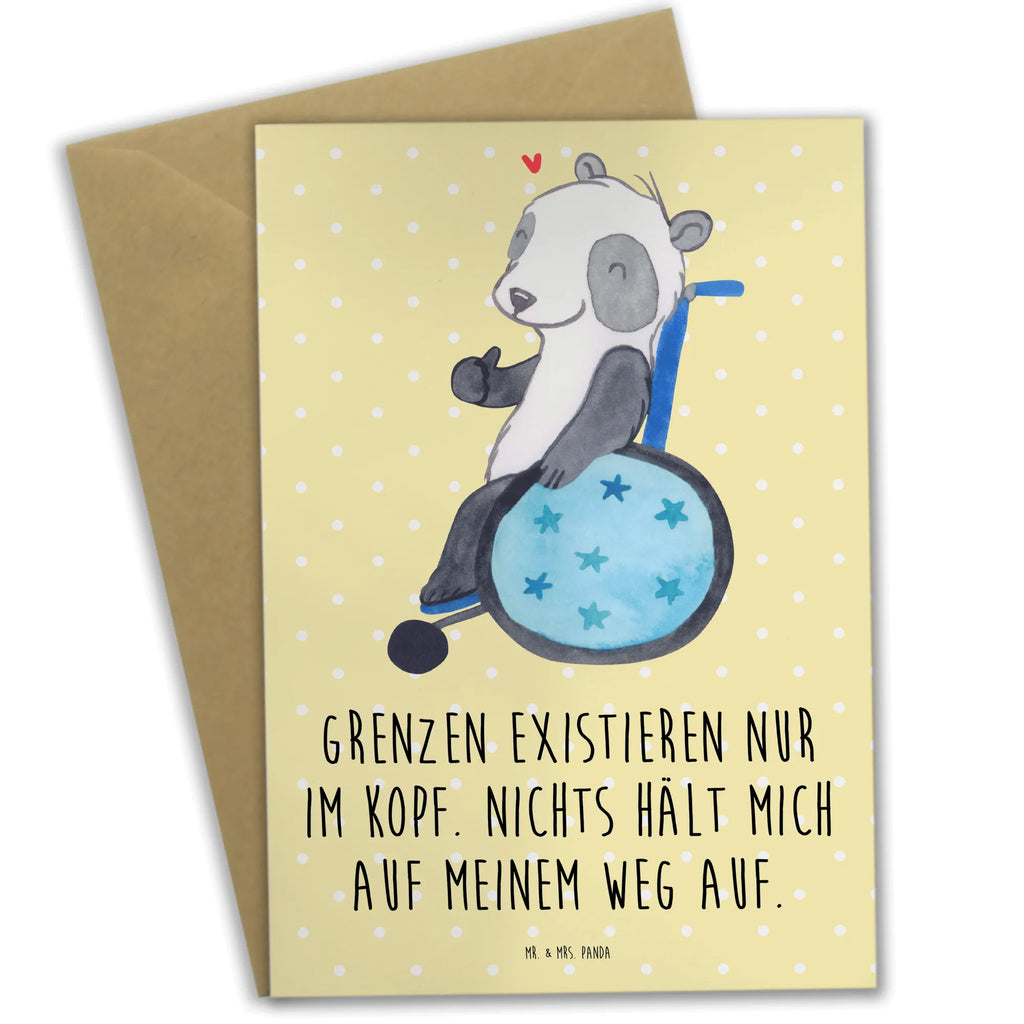 Grußkarte Panda Rollstuhl Klappkarte, Glückwunschkarte, Grußkarte, Geburtstagskarte, Ansichtskarten, Einladungskarte, Hochzeitskarte, Karte, Panda, Rollstuhl
