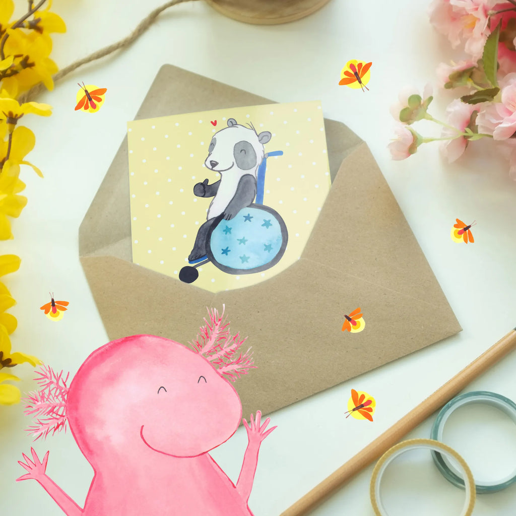 Grußkarte Panda Rollstuhl Klappkarte, Glückwunschkarte, Grußkarte, Geburtstagskarte, Ansichtskarten, Einladungskarte, Hochzeitskarte, Karte, Panda, Rollstuhl