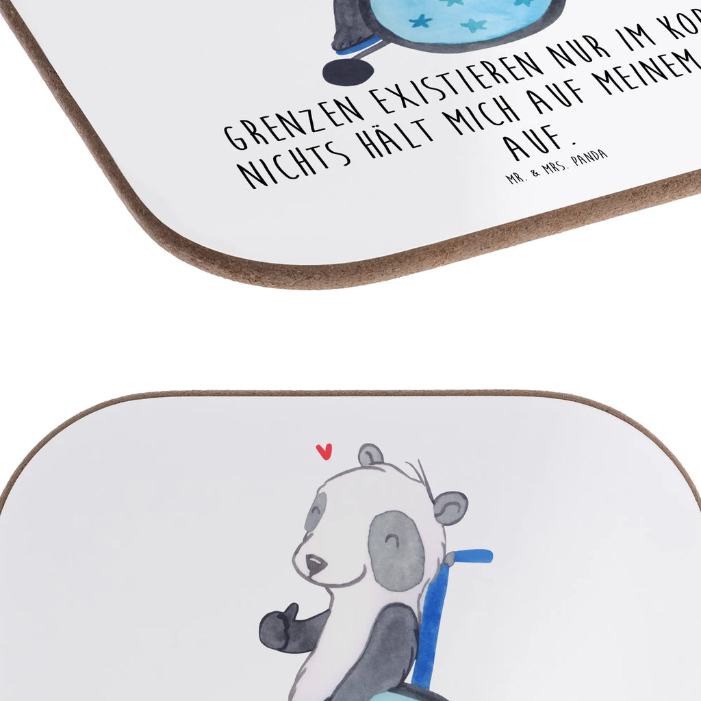 Square coaster Panda Wheelchair gift, gifts, breakfast, party, presents, Coasters, glass coasters